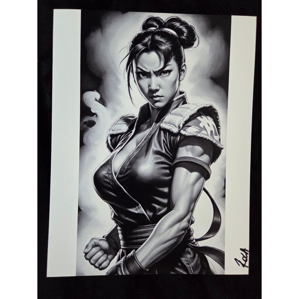Chun-Li - Street Fighter - B&W 8.5" x 11" Art print